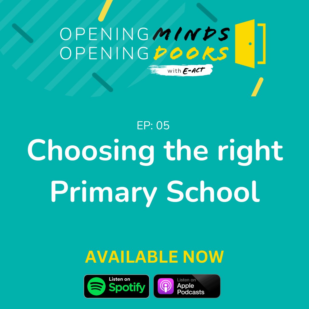 ‼️Episode 5: Choosing the right Primary School - OUT NOW ‼️

📢openingmindsopeningdoors.co.uk or search on your favourite podcast platform. 

📺WATCH: youtube.com/@OpeningMindsO…

#OpeningMindsOpeningDoorsPod #WeAreEACT