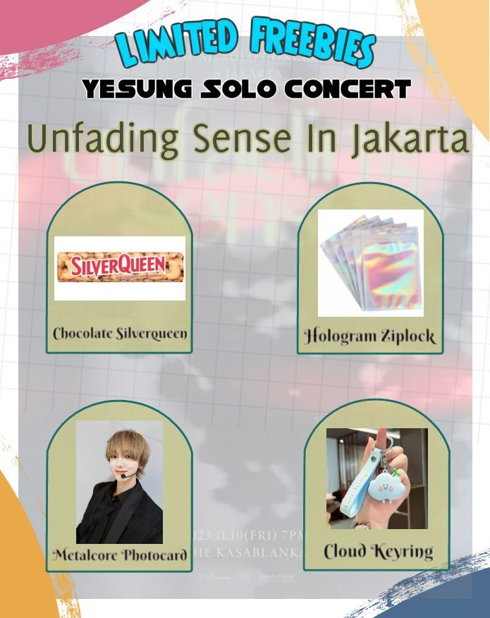 giovani9763's tweet photo. Limited Freebies
Yesung Solo Concert - Unfading Sense in Jakarta
by @giovani9763

Hallo, aku mau bagi2 freebies buat Tgl 10 Nov nanti nih!

Cukup sapa aku aja ya kalau ketemu di kokas, nanti aku pap ootdku hari jumat.

#YESUNG #예성 
#YESUNGinJAKARTA #Unfading_Sense_inJAKARTA https://t.co/G665dQpAlA