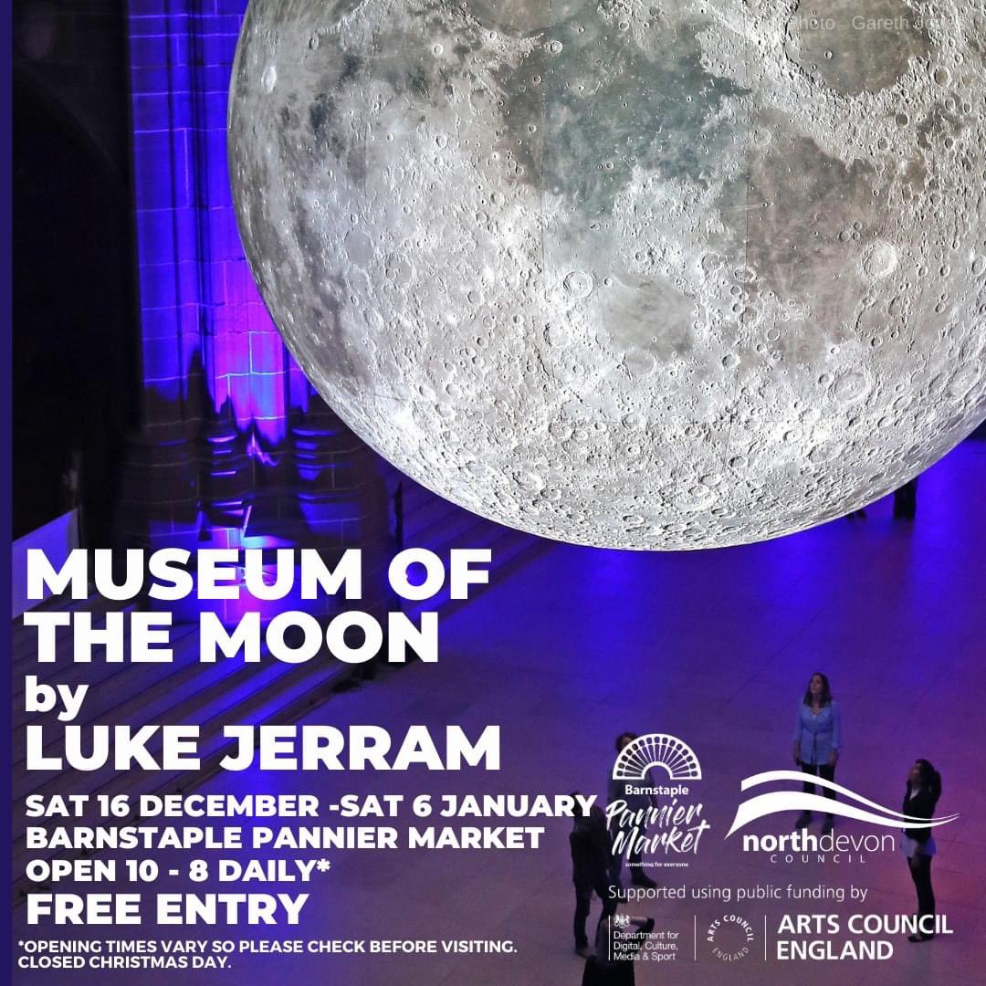 Barnstaple is set to become the celestial centrepiece this December, as the "Museum of the Moon", a captivating artwork by UK artist Luke Jerram, lands in the newly regenerated Barnstaple Pannier Market.

Read all about it: surl.li/mwusk

Book: surl.li/mwusp