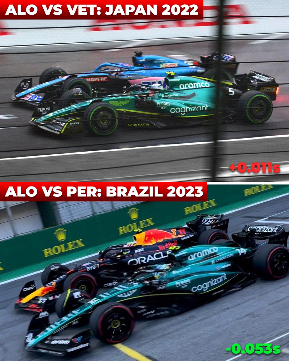 Fernando Alonso 🤝 A close #F1 finish involving an Aston Martin Which of  these two down-to-the-line battles was your favourite? 🤔 📸 x Japan =  FCIUS (reddit) 📸 x Brazil = Daniel Tyman
