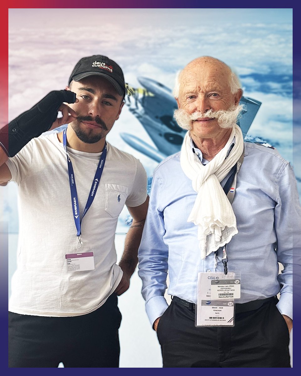 Who said only wings could fly? Our moustaches are also taking flight for #Movember! ✈️👨🏻‍🦱 #ParisAirShow On the 📷: Ugo Mikaelian & the famous Jack Krine. #ParisAirShow