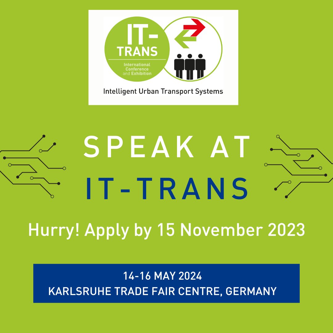 🚀 Clock is ticking for IT-TRANS 2024 contributions!

Sign up by 15 November to shape #PublicTransport #IT solutions.

🔑 Topics: AI, Payment, Cybersecurity, and more.

🤝 All voices welcome.

Register here → bit.ly/3FNYM5c

#ITTRANS2024