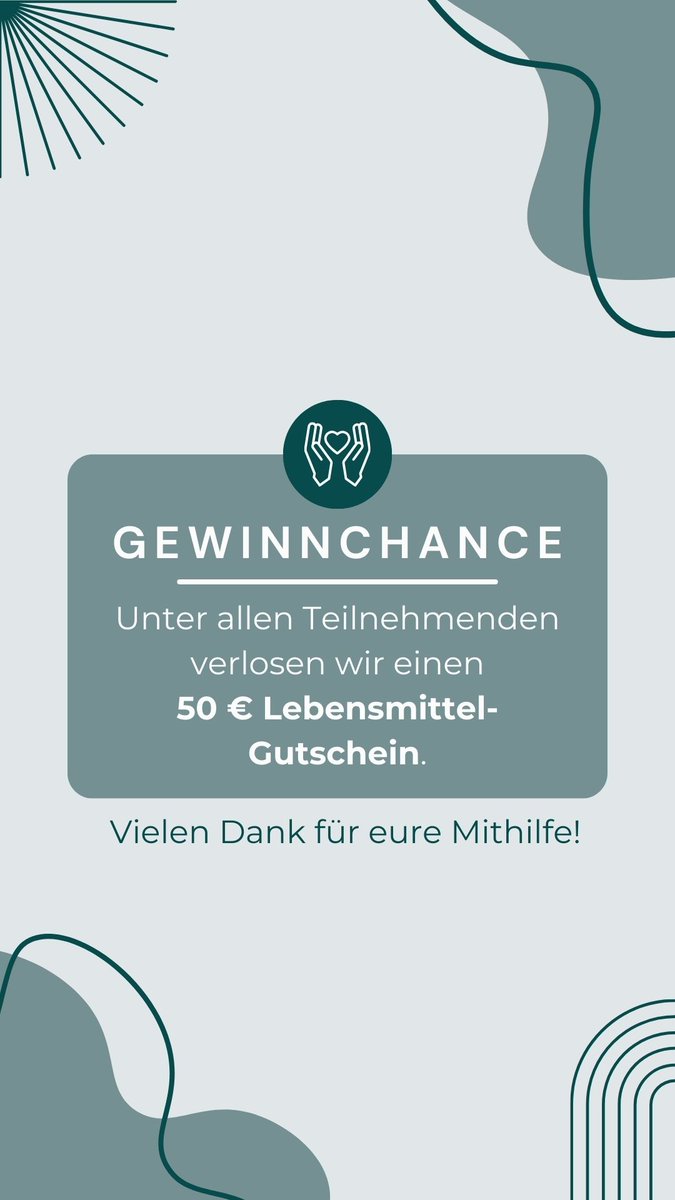 📊 Für unser Uni-Projekt suchen wir Umfrage-Teilnehmer!

Bist du pflegender Angehöriger oder kennst jemanden mit Medikamentenpflicht? 10 Minuten, Chance auf 50€ Gutschein!

Danke für deine Mithilfe🙏🏼

forms.gle/9SXSYfXfqeyMTB…

#Umfrage #Pflege #Medikamente #Gewinnspiel #Gutschein
