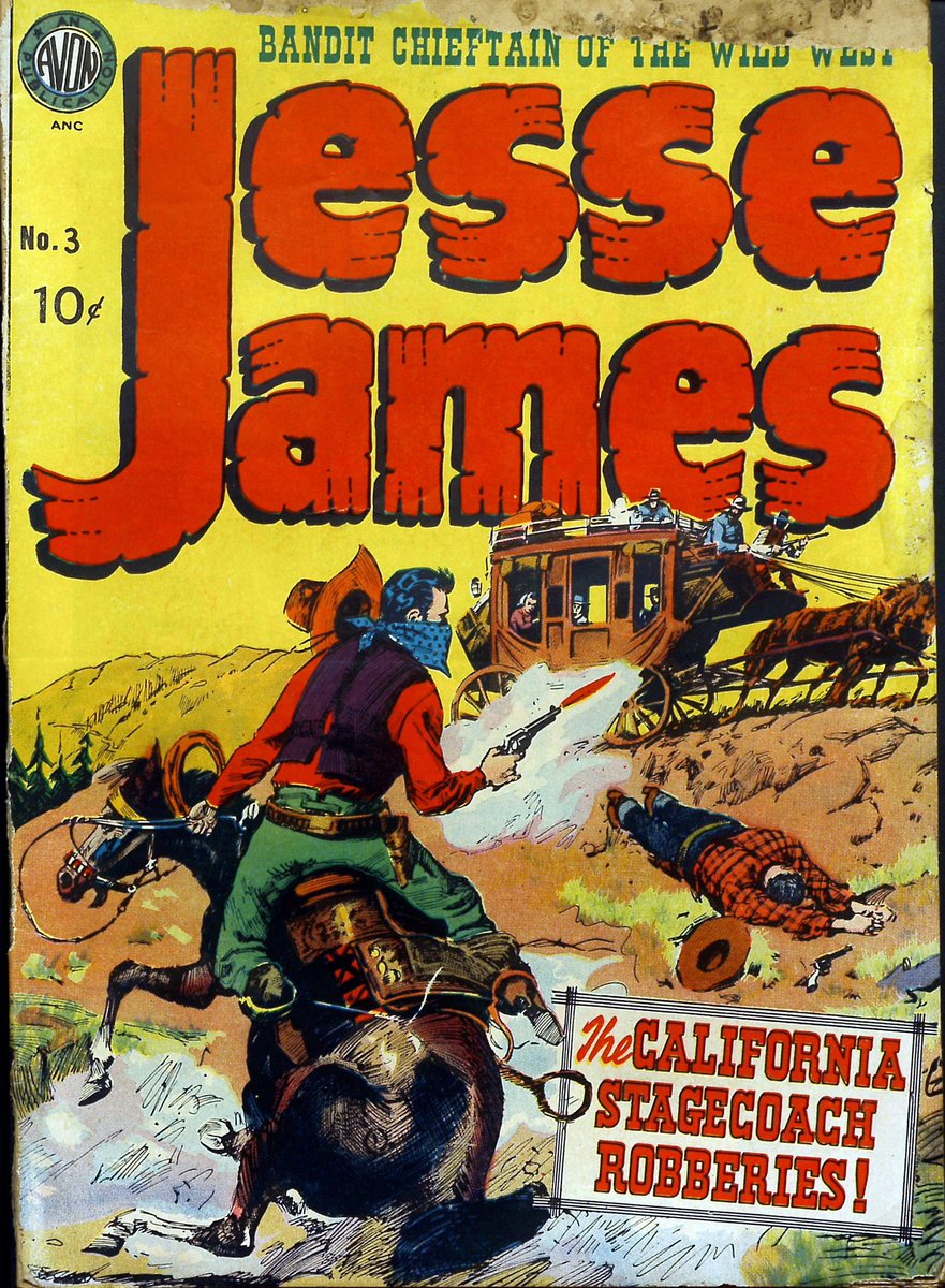 Comic Cover of the Day: 1951 Jesse James from Avon Comics. Art by Everett Raymond Kinstler. #comic #ComicArt #comicbook #comicbookcover #comicbookart 
#western #oldwest #JesseJames #Outlaw #Cowboy