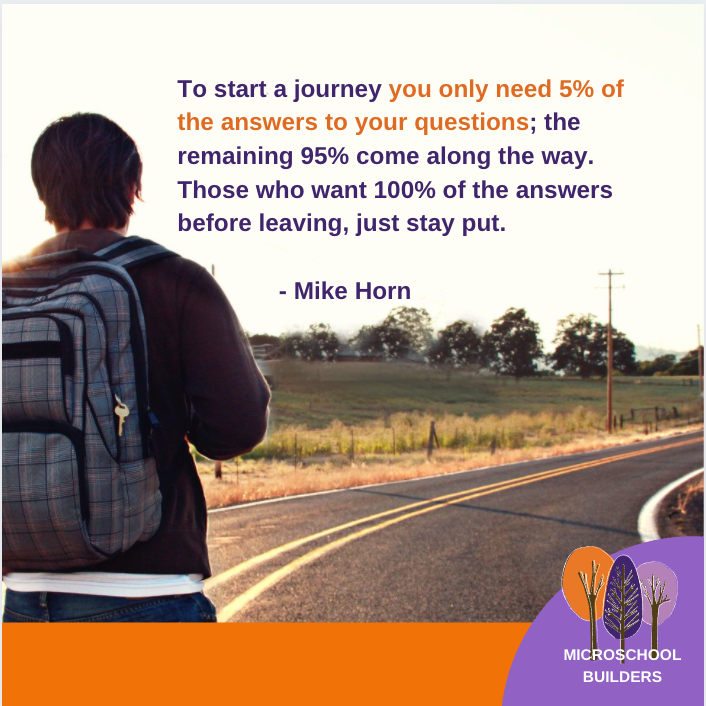 mlinaberger's tweet photo. Not quite prepared to embark on your microschool journey? We often hear that. You don't need to be 100% ready; just 5% will do to start. Don't wait and miss your opportunity.
#microschool #microschoolbuilders #edupreneur #education #dreamitdoit #buildthefuture https://t.co/e9RIWatIcS