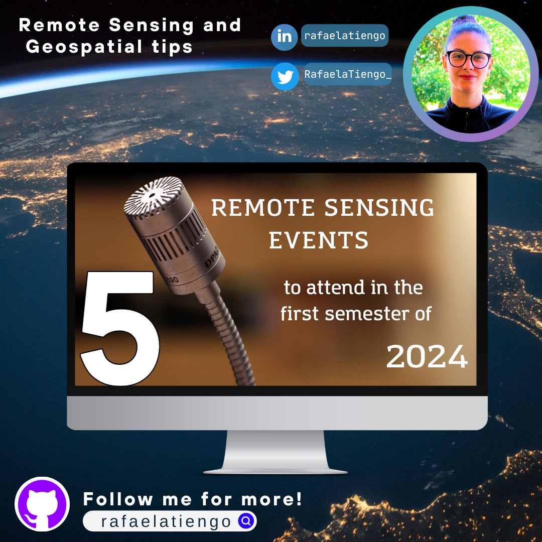 Get ready for 2024: Plan your academic calendar for a year of insightful #RemoteSensing events! 🛰️

Here are 5 Remote Sensing events in the first semester of 2024:

🔗 Access my LinkedIn post: linkedin.com/posts/rafaelat…

🍀 Share this post! 
📌 Save this post for later!