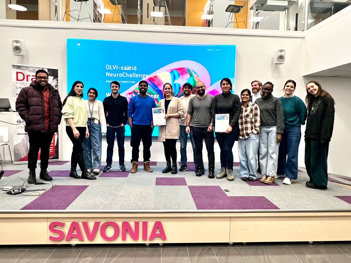 UEF Neuro-Innovation (@uefneuroinno) on Twitter photo Our researchers have once again showed they are creative innovators!
⌚️We took part in NeuroChallenge 48h innovation competition.
🥳Our teams were succesful - team Synaptic Solutions received an honorable mention and NeuroNinjas won an 8000 € prize!
<a href="/NeurocenterFI/">NeurocenterFI</a> <a href="/SavoniaAMK/">SavoniaAMK</a> Our researchers have once again showed they are creative innovators!
⌚️We took part in NeuroChallenge 48h innovation competition.
🥳Our teams were succesful - team Synaptic Solutions received an honorable mention and NeuroNinjas won an 8000 € prize!
<a href="/NeurocenterFI/">NeurocenterFI</a> <a href="/SavoniaAMK/">SavoniaAMK</a>