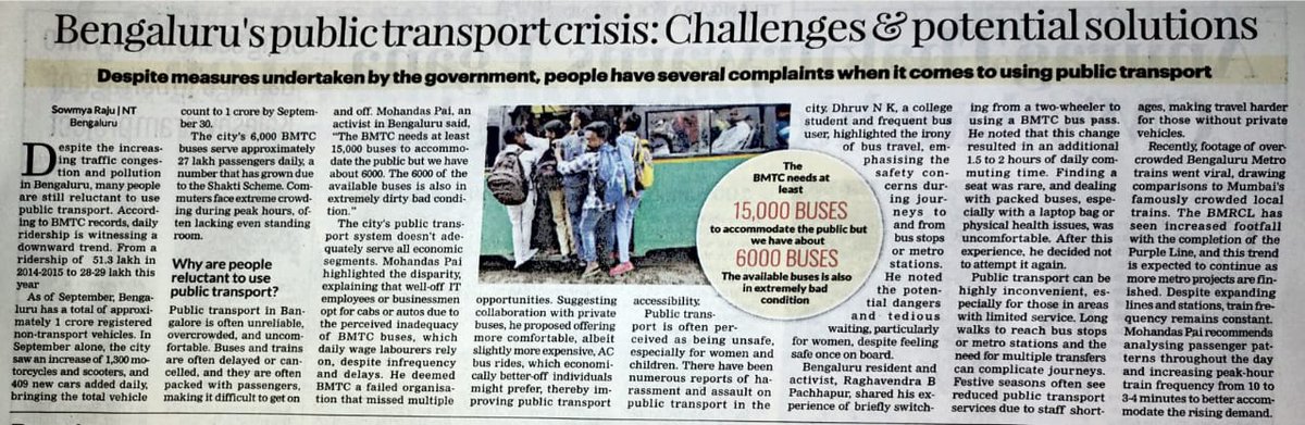 SowmyaRaju3009's tweet photo. Despite #Bengaluru's worsening #traffic and #pollution, people are hesitant to use #publictransport due to #unreliability, #overcrowding, #safetyconcerns, #lastmileconnectivity and limited services
https://t.co/0nWhryxLXr https://t.co/5JLTr0y4YA