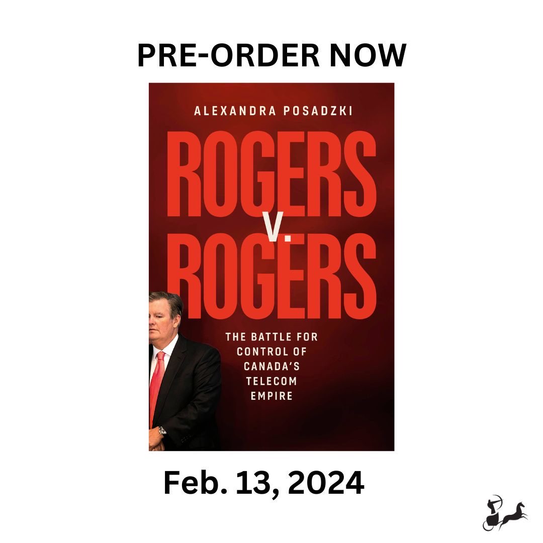 Alexandra Posadzki (@alexposadzki) on Twitter photo Iām thrilled to share that after two years of reporting, writing & editing, my first book, Rogers v. Rogers: The Battle for Control of Canada's Telecom Empire, is now available for pre-order. Huge thanks to <a href="/McClellandBooks/">McClelland & Stewart</a> for their support. #telecom amazon.ca/Rogers-v-Contr⦠Iām thrilled to share that after two years of reporting, writing & editing, my first book, Rogers v. Rogers: The Battle for Control of Canada's Telecom Empire, is now available for pre-order. Huge thanks to <a href="/McClellandBooks/">McClelland & Stewart</a> for their support. #telecom amazon.ca/Rogers-v-Contrā¦