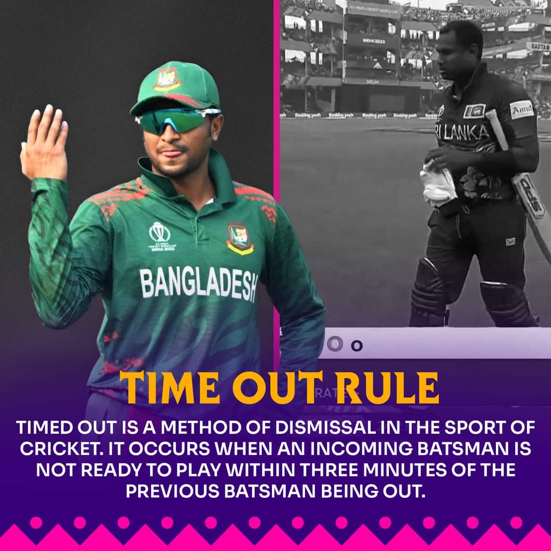 Al_Amin__Shihab's tweet photo. Shocking moment in cricket history - seeing him timed out. First time ever. @ICC, it's time to reevaluate this rule. @BCBtigers, let's show true sportsmanship. As a Bangladeshi, this leaves me feeling disheartened. #CricketRules #FairPlay https://t.co/r3U9usiBgR