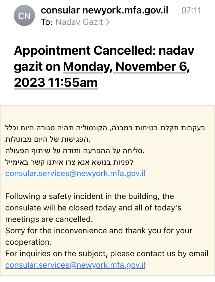 fiona_lone's tweet image. i scheduled my appointment to request the renunciation of my israeli citizenship months ago. last week i emailed to confirm it. this morning they canceled it because of a "safety incident" at the consulate. i don't buy it.

i was going to publish my letter anyway, so here it is: