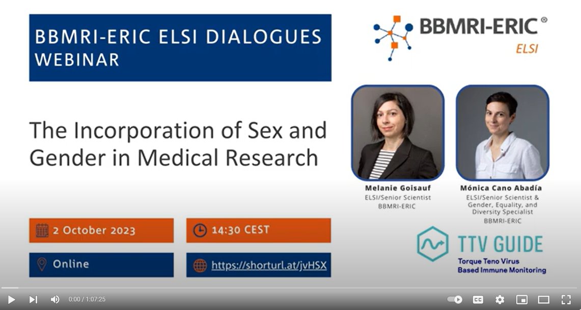 📢 Check out the newest video/podcast episode of BBMRI-ERIC #ELSI Dialogues in which @mgoisauf & @mcanoabadia  from #BBMRI_ELSI discuss the incorporation of sex and gender in medical research. 🔗 bbmri-eric.eu/news-events/ne… 📽️ youtube.com/watch?v=QNsO49… 📻 redcircle.com/show/b76dd887-…