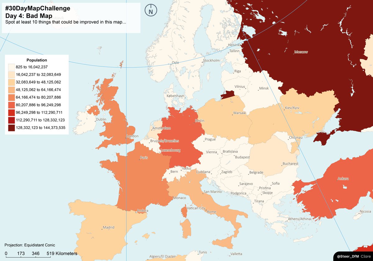 Steer_DfM's tweet image. Day 4: Bad Map #30DayMapChallenge 
A little game for you all... spot at least 10 things you can change on this map to make some #bettermapping

Check back on Day 14 for some insights into how to improve this map. Thanks to Clare who uses this in her cartography training at #UEL