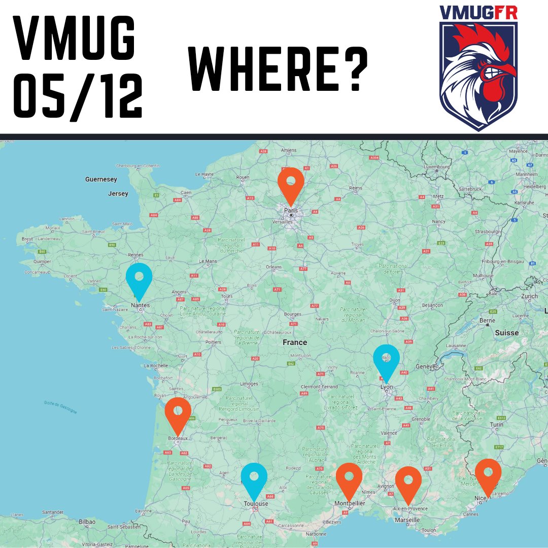 VMUGFR's tweet photo. On est en train de vous préparer la prochaine session VMUG. Après Monaco, Bordeaux, Montpellier, Paris, Aix-en-Provence, trouverez-vous où se passera cet événement le 5/12. On attend vos réponses juste en dessous.👇 Réponse dans 24h. https://t.co/rS5GJCRdql