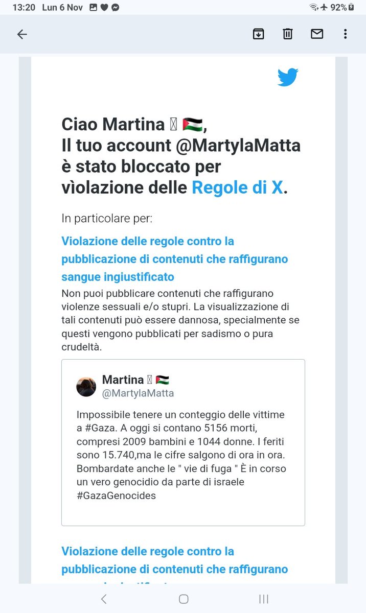 X sta diventando peggio di facebook. 
Chissà dove hanno visto immagini di stupri e violenze sessuali. Adesso, se si pubblica anche solo un aggiornamento di morti e feriti, ti catalogano come sadica e crudele. Sempre peggio questo posto di 💩