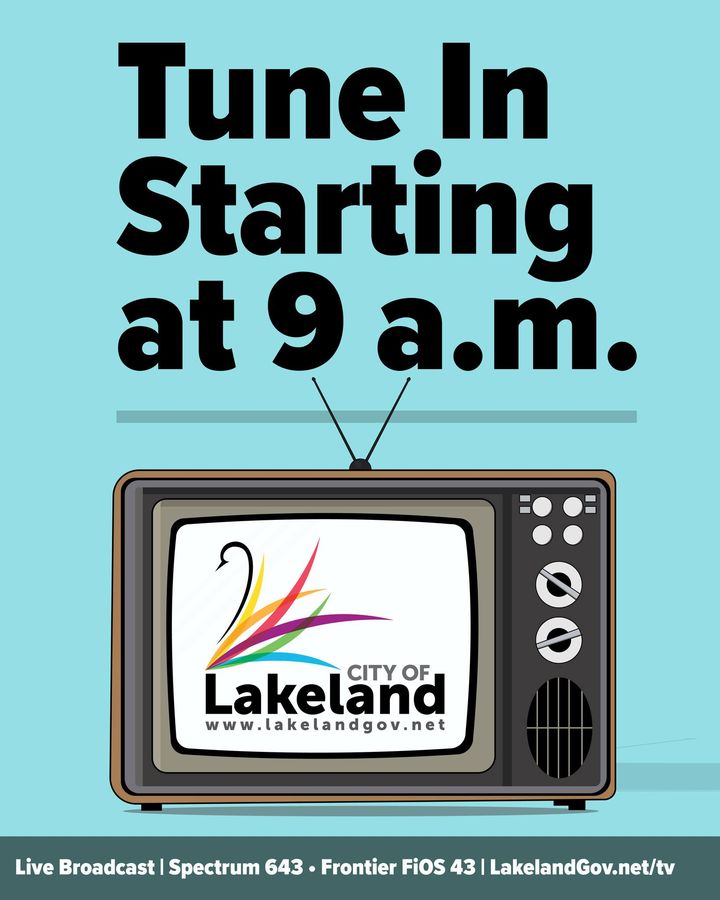 Today's City Commission meeting will begin at 9 a.m. You can watch it live on our Facebook page, LakelandGov.net/TV, YouTube.com/LakelandGov, and Spectrum channel 643 / FiOS channel 43. View/download today's agenda here: bit.ly/3StC75F
