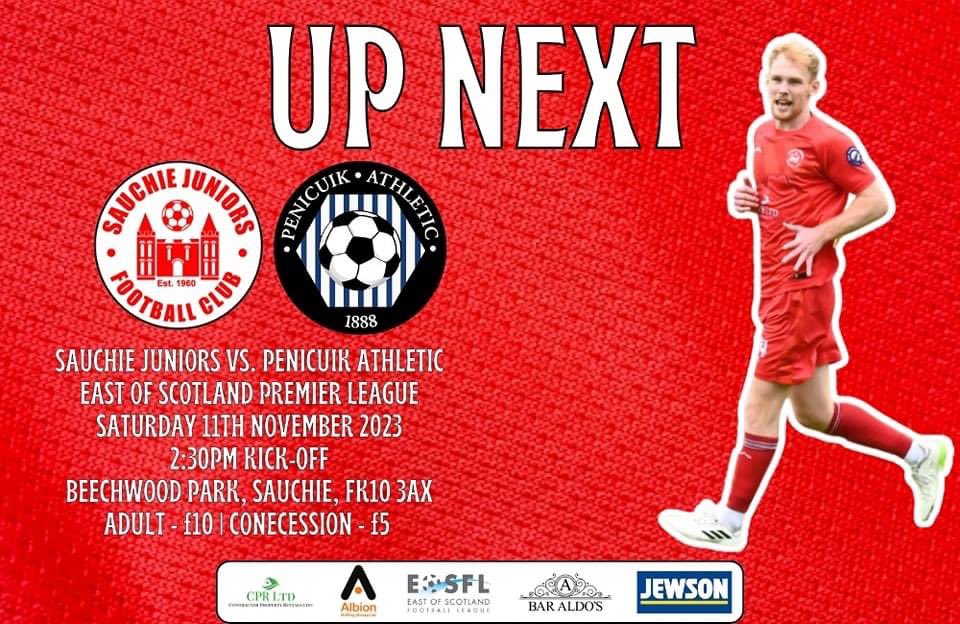 sauchieofficial's tweet photo. UP NEXT | Our next game sees us take on Penicuik Athletic at Beechwood Park as we try to right our wrongs of Saturday and get back to winning ways.

Details of the game below: https://t.co/h4v4b87hlh