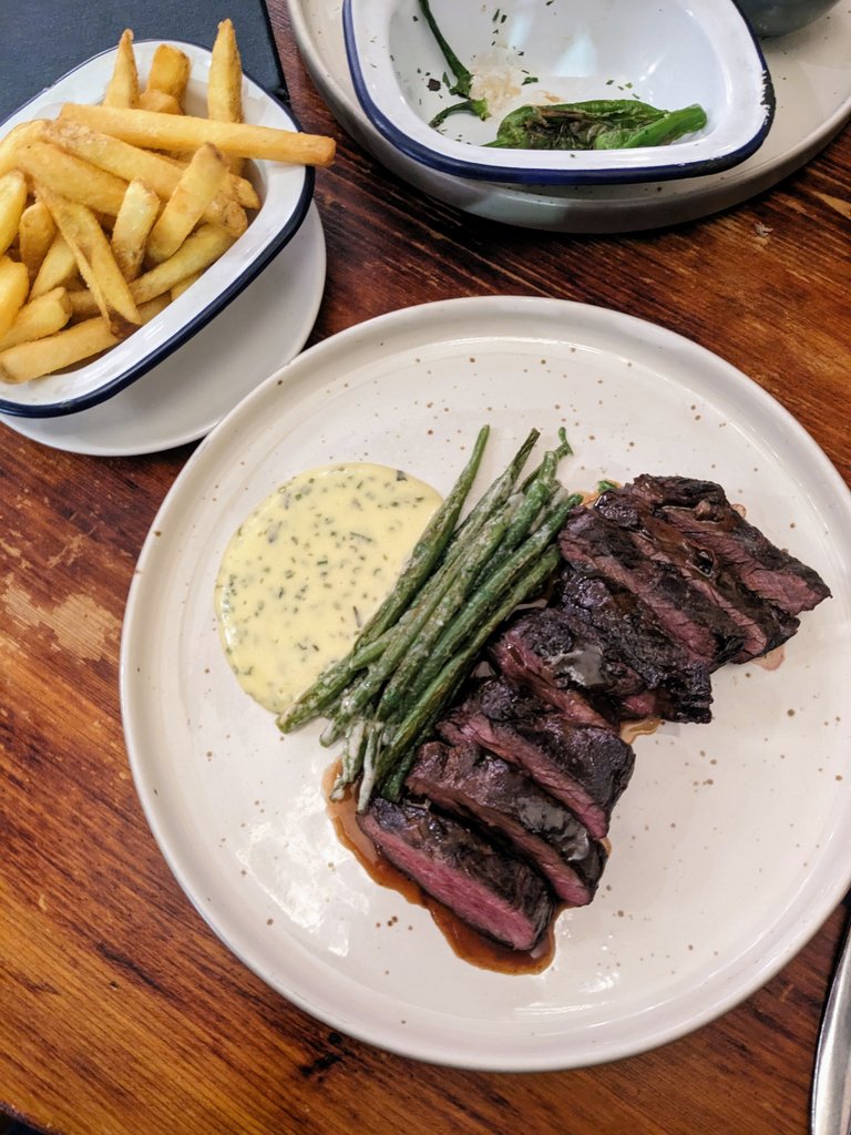 Chris (@pxandtarts) on Twitter photo Doubling up on the beef <a href="/caperandcure/">Caper and Cure</a> with an 8oz onglet, ruddy and rugged and fries so French they practically sneered at you with derision when you dredged them through an expertly-made béarnaise was perked up by the clever idea of spinning green beans through a Caesar dressing Doubling up on the beef <a href="/caperandcure/">Caper and Cure</a> with an 8oz onglet, ruddy and rugged and fries so French they practically sneered at you with derision when you dredged them through an expertly-made béarnaise was perked up by the clever idea of spinning green beans through a Caesar dressing