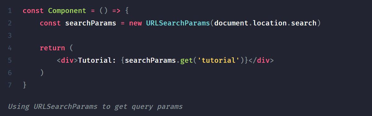 WebtipsHQ's tweet image. 💡 Do you need to get query parameters in your React components? Simply use the URLSearchParams:
