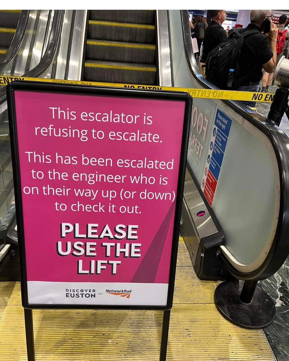 Just how many times have you used the same word in one sentence? 'Check out this hilarious sign! 😄 #EnglishLesson #EscalatorProblems #FunnySign