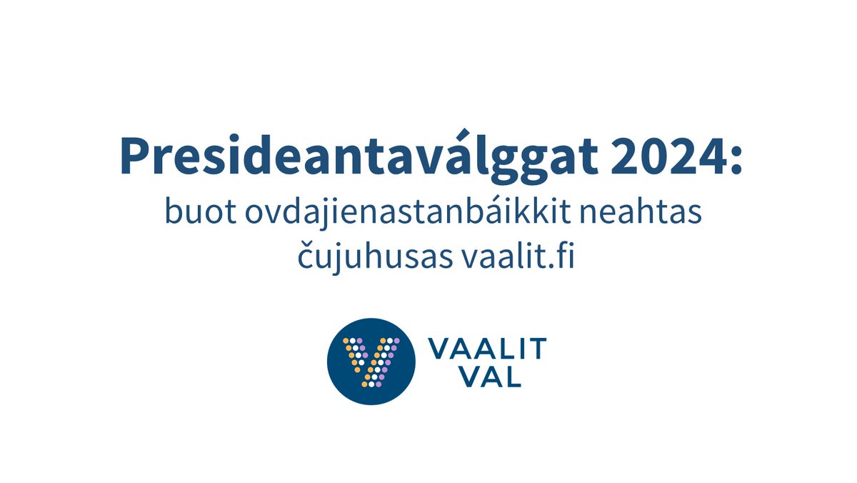 Ođđajagimánu presideantaválggaid almmolaš jienastanbáikkiid čujuhusat ja rabasáiggit gávdnojit dál vuoigatvuođaministeriija válgasiidduin vaalit.fi.

oikeusministerio.fi/se/-/presidean…