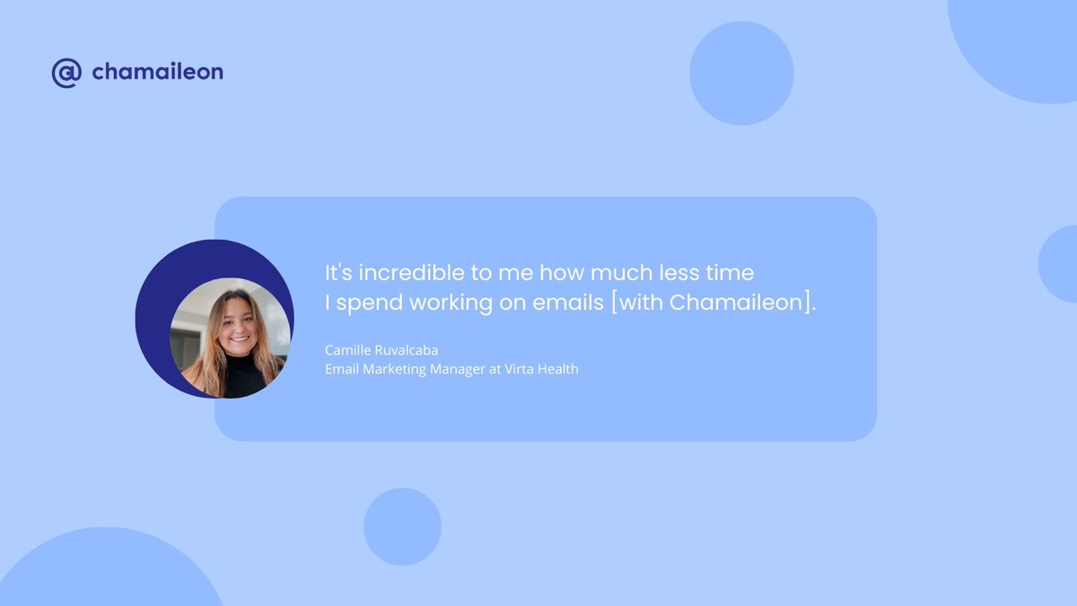 Camille shares her experience and talks about the positive impact of using Chamaileon. Discover how Virta saves time on their email creation process to spend more time with their patients. Check out the full interview here: chamaileon.io/use-cases/heal…