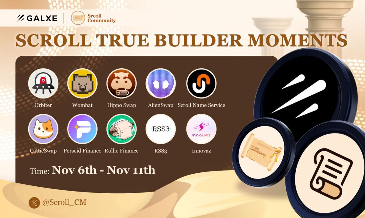 🌟 Ready for Scroll True Builder Moments with 10 true builders on Scroll Ecosystem
🔥 Unlock a special gift for early users! 

⏲ Time: 6/11 - 13/11 
🎁To join and earn big airdrop: galxe.com/TIG/campaign/G…

Don't miss out on special rewards – get started today! 💰