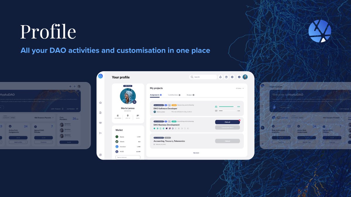 Ever wished to have a complete overview of every member part of your project? Now you can! Hypha's Profile feature provides overviews of members' past and current assignments, earnings, and more. Learn more: buff.ly/47cCc28 Create a DAO: buff.ly/3MgSFtO