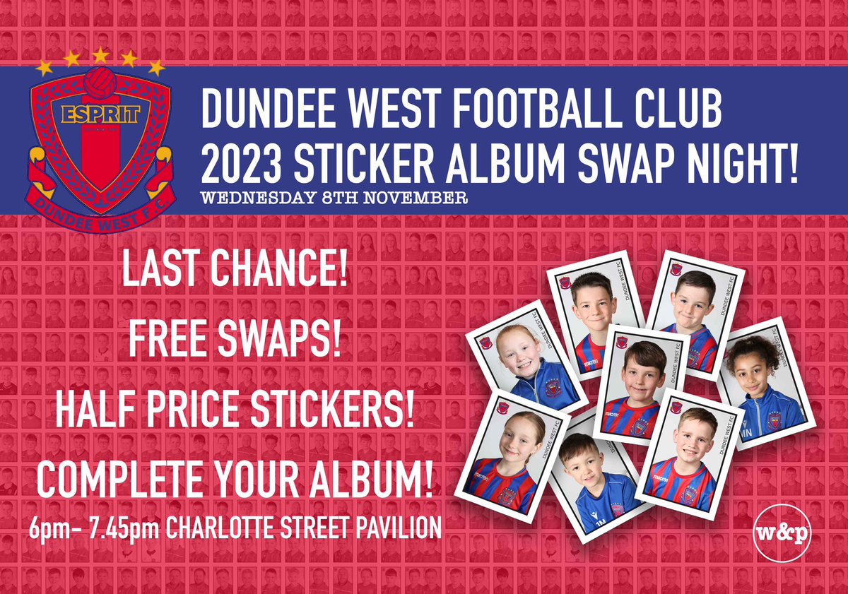 We've been supporting swap nights for collectors of W&amp;P Stickers at <a href="/DundeeWestFC/">Dundee West FC</a> and this will be the the third. Our 64th album has been so successful, it's been a pleasure to be a part of!
#grassrootsfootball
#footballstickers
#gotgotneed