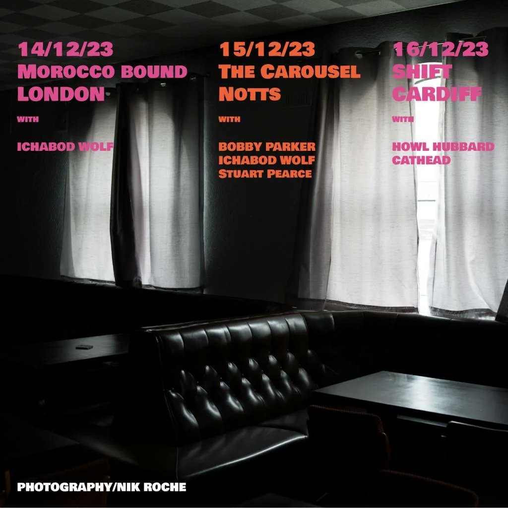 THE BYGONES X LOCAL FIRES
BOOK TOUR
LONDON-NOTTS-CARDIFF
Me and <a href="/nothumanhead/">Joshua Jones | Local Fires</a> are (mini)touring to bring you 3 nights of stories, poetry and music.
Feat. <a href="/bobzparker/">Bobby Parker</a>, <a href="/IchabodWolf/">Ichabod Wolf</a> @stuartpearce, Howl Hubbard and catHead.
Tickets available soon.
📷 Nik Roche