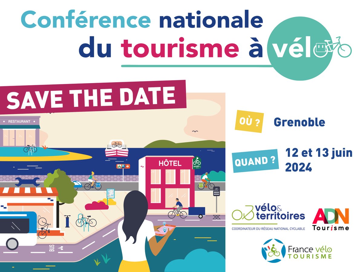 Vélo & Territoires (@veloterritoires) on Twitter photo 📢 C’est officiel ! La Conférence nationale du tourisme à vélo 2024 se tiendra les 12 et 13 juin à Grenoble.
👏 La candidature d’Isère Attractivité a retenu toute l’attention des membres du jury composé d’ <a href="/ADN_tourisme/">ADN Tourisme</a>, France Vélo Tourisme et Vélo & Territoires. <a href="/alpes_ishere/">Isère Attractivité</a> 📢 C’est officiel ! La Conférence nationale du tourisme à vélo 2024 se tiendra les 12 et 13 juin à Grenoble.
👏 La candidature d’Isère Attractivité a retenu toute l’attention des membres du jury composé d’ <a href="/ADN_tourisme/">ADN Tourisme</a>, France Vélo Tourisme et Vélo & Territoires. <a href="/alpes_ishere/">Isère Attractivité</a>