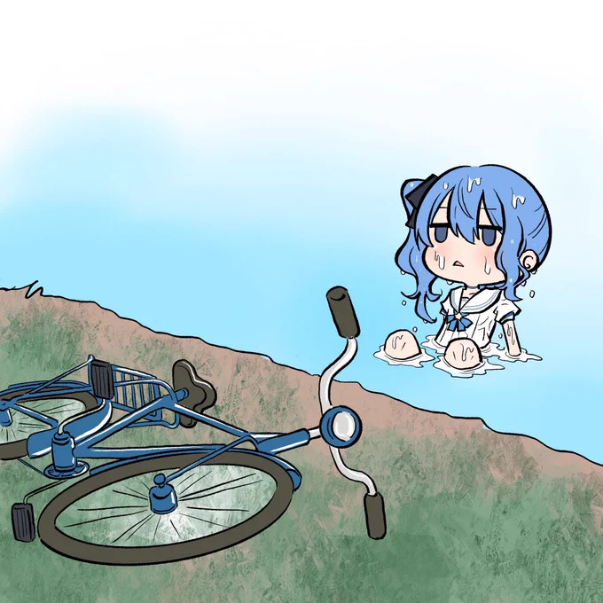 [ホロメン豆知識] すいちゃんは自転車下手っぴ民。  #ほしまちぎゃらりー