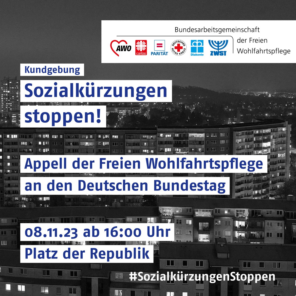 bagfw's tweet photo. #SozialkürzungenStoppen Zur Kundgebung mit dabei alle Verbände-Spitzen: @MichaelGrossAWO @AWOBund  Eva Maria Welskop-Deffaa @NYwelskop @Caritas_web  Rolf #Rosenbrock @paritaet Gerda Hasselfeldt @roteskreuz_de Ulrich Lilie @diakonie &amp; Aron Schuster @aronschu von @zwst_official https://t.co/E1QNXkpqNX