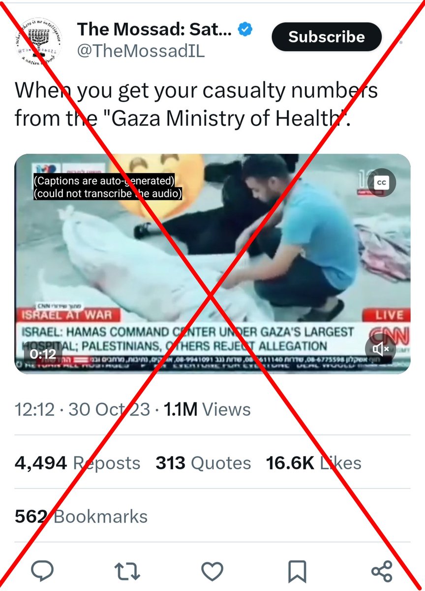 zoo_bear's tweet photo. Many Pro-Israeli propaganda twitter accounts @TheMossadIL @Imamofpeace @YosephHaddad  including Govt Official accounts @Israel are busy running fake news claiming that people of Gaza are faking the death of their relatives. In this case, A clipped video from @CNN @cnni was used by Israeli News channel @N12News, A Screengrab of the video was shared on Twitter to claim the body inside the shroud was moving.  
CC :  @CommunityNotes
