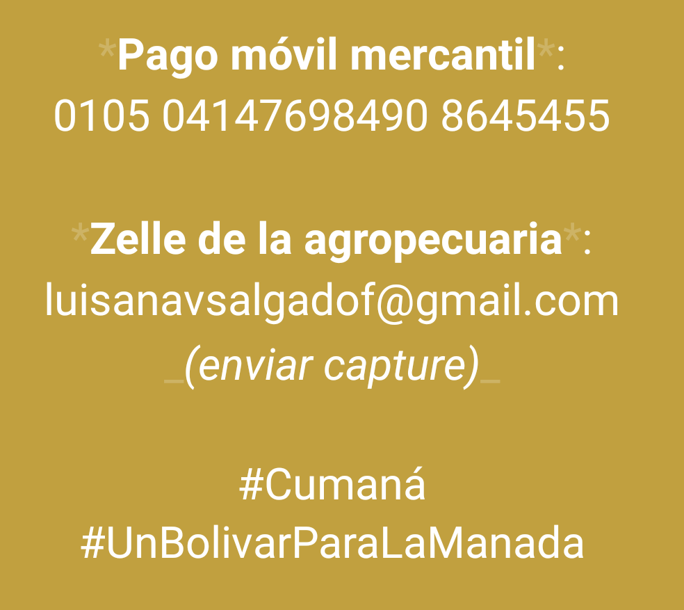 ntarrazzi's tweet photo. Nos estamos quedando ya sin arroz 🥹🐕
¿Nos ayudas?
La agropecuaria acepta zelle (enviar capture). El saco cuesta $37.
¡HASTA UN BOLIVAR SUMA!
#Cumaná https://t.co/eUTBV9r0rc