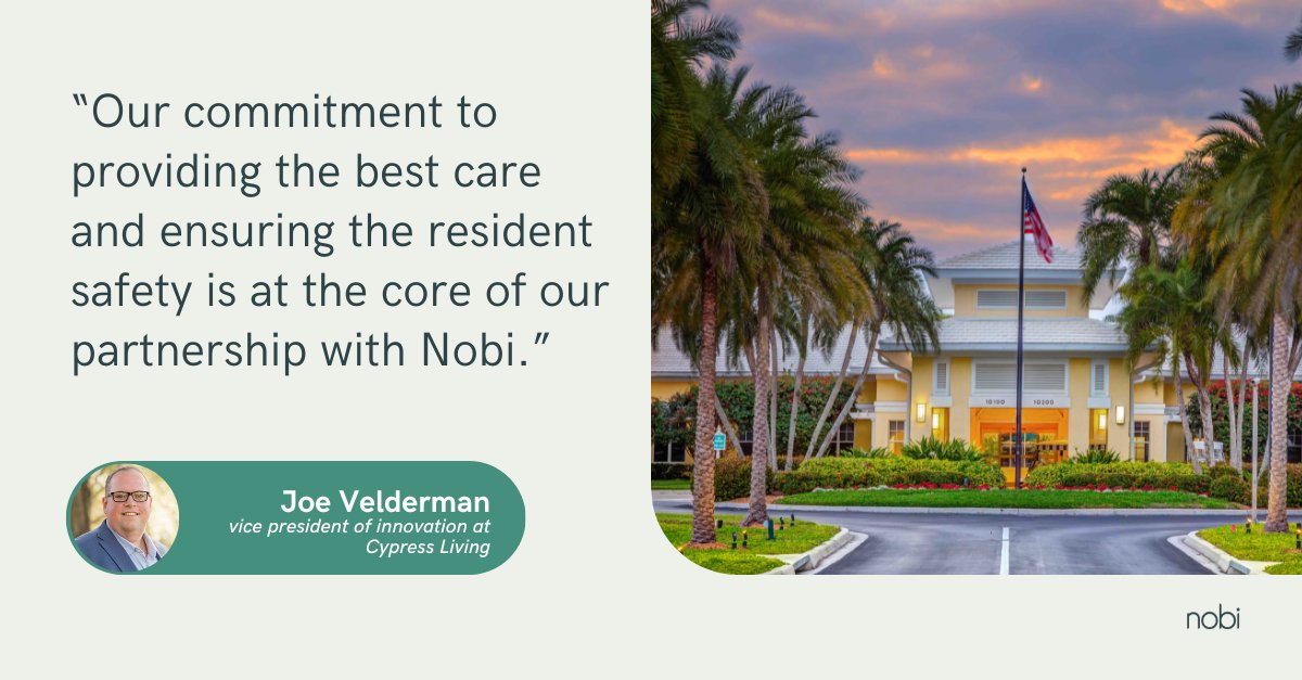 We're thrilled to share that #CypressLiving has chosen Nobi as a trusted partner to elevate resident safety and well-being! 👉bit.ly/3SuEVQb

Visit us at <a href="/LeadingAge/">LeadingAge</a> to learn more about our AI powered lamps 👉 lnkd.in/gJTZBiy9

#AI #AgeTech #FallPrevention #Nobi