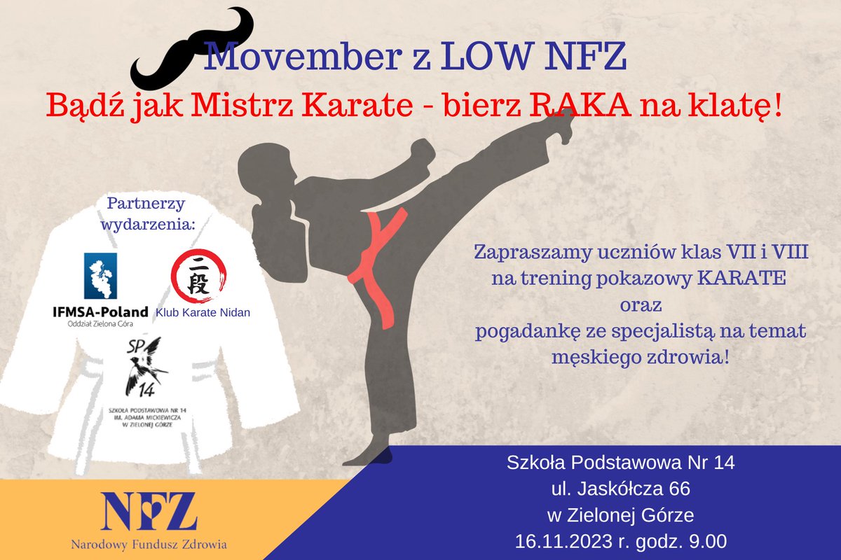 Agniesz49257822's tweet photo. Chłopaku - dowiedz się o RAKU, w tym roku #LubuskiNFZ akcję pt. "Bądź jak Mistrz KARATE - bierz RAKA na klatę" - kieruje do nastolatków, RAK jąder dotyka już nawet 15 - latków. Razem z partnerami @IFMSAPoland, #Nidan i #SP14 zapraszamy⬇️
@NFZ_ZielonaG @NFZ_GOV_PL @SylwiaWadrzyk https://t.co/KZhU7k5FKD