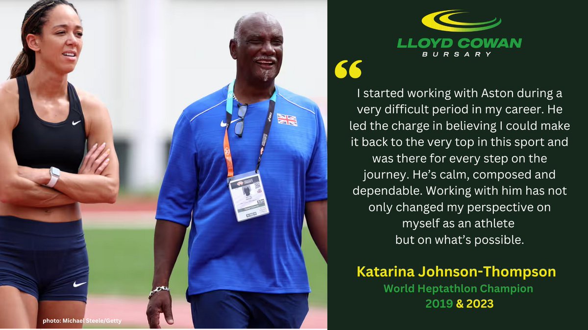 Lloyd Cowan Bursary (@lcowanbursary) on Twitter photo Double <a href="/WorldAthletics/">World Athletics</a> Heptathlon Champion Katarina Johnson-Thompson spoke with <a href="/LCowanBursary/">Lloyd Cowan Bursary</a> about the impact her coach, ASTON MOORE, has had over the past 12 months.
This is one of the reasons Aston won the 2023 @EnglandAthletics Lloyd Cowan Coaching Award.
๐ธ <a href="/GettyImages/">Getty Images</a> Double <a href="/WorldAthletics/">World Athletics</a> Heptathlon Champion Katarina Johnson-Thompson spoke with <a href="/LCowanBursary/">Lloyd Cowan Bursary</a> about the impact her coach, ASTON MOORE, has had over the past 12 months.
This is one of the reasons Aston won the 2023 @EnglandAthletics Lloyd Cowan Coaching Award.
๐ธ <a href="/GettyImages/">Getty Images</a>