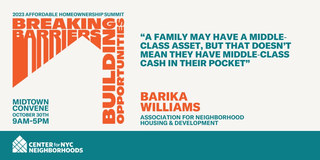 This quote comes from the "Affordability vs Wealth-Building: Exploring New Models of Homeownership" panel discussion at the 2023 Affordable Homeownership Summit.  @ANHDNYC's executive director Barika Williams was shared her insight on this important topic.