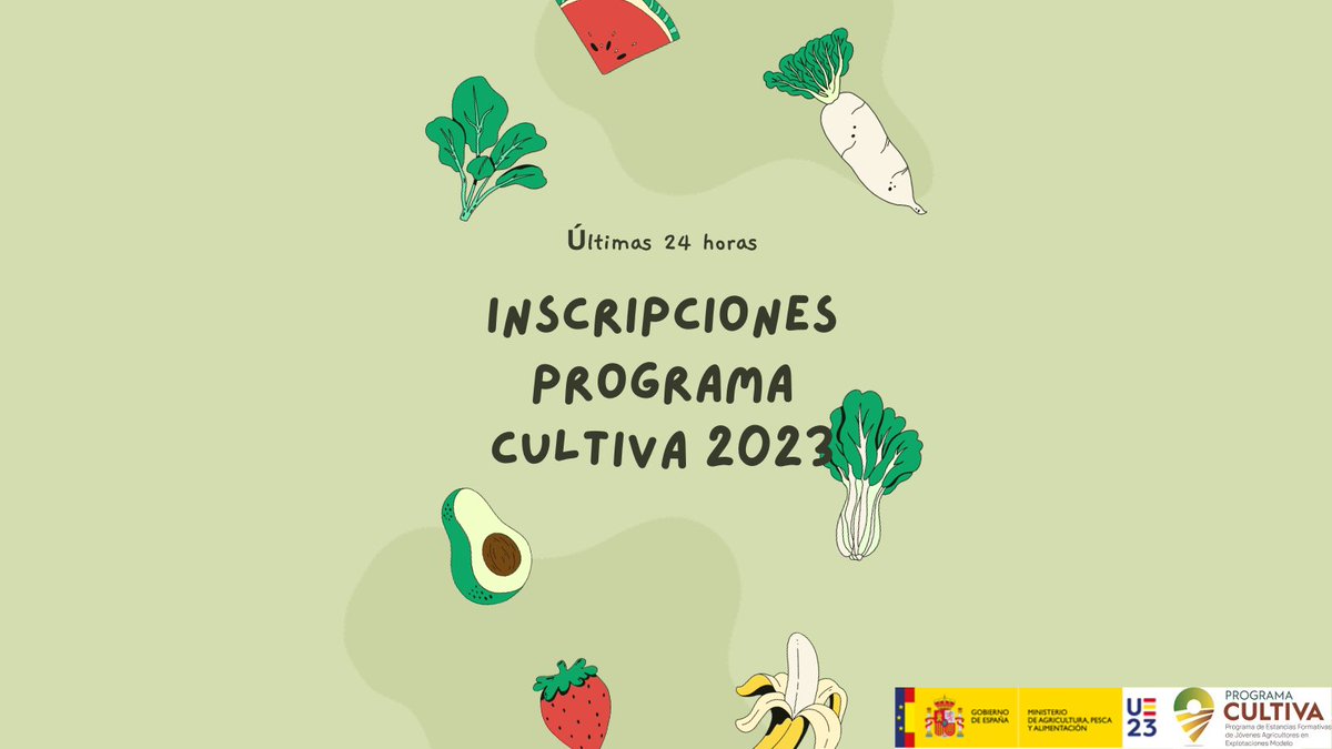 gobmapa's tweet photo. ⏳Últimas horas para inscribirse como participante en el Programa CULTIVA 2023.
🔗Inscríbete en: https://t.co/wNkXs17yZN
#ProgramaCULTIVA2023 #Inscripciones #MAPA #Jóvenes https://t.co/uZqD2ybgRA