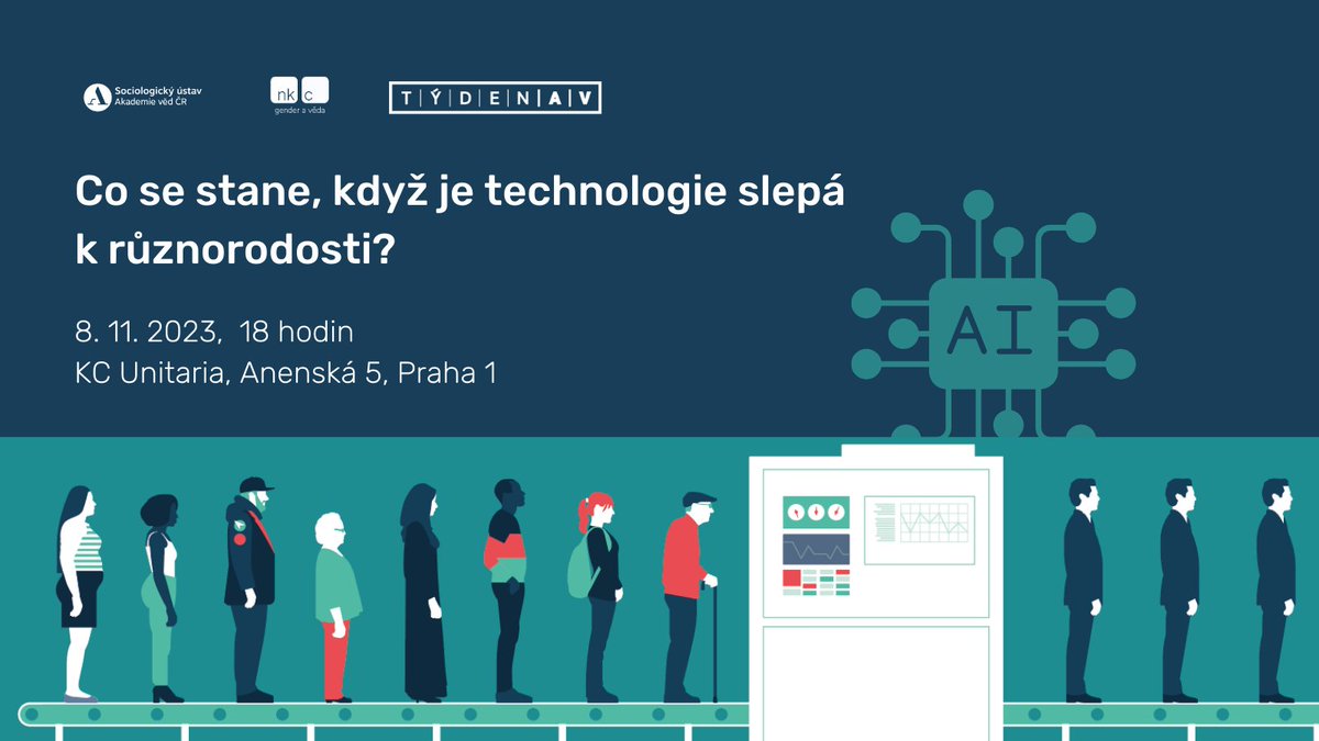 NKC gender & science (@nkc_cz) on Twitter photo Zajímán vás, co se stane, když je technologie slepá k různorodosti? Přijďte na naši zítřejší debatu. Diskutovat budou <a href="/tbartonice/">Tereza Bartoníčková</a> z <a href="/cesky_ii/">Internetový institut</a> , <a href="/ValentineTeenie/">Valentýna Provazník</a> <a href="/FEKT_VUT/">FEKT VUT v Brně</a> a Jan Švec z <a href="/IIR_Prague/">Institute of International Relations Prague</a>
Info: 👉 tinyurl.com/2dacw59u
#zijuvedou #tydenavcr #jednavelikostnestaci Zajímán vás, co se stane, když je technologie slepá k různorodosti? Přijďte na naši zítřejší debatu. Diskutovat budou <a href="/tbartonice/">Tereza Bartoníčková</a> z <a href="/cesky_ii/">Internetový institut</a> , <a href="/ValentineTeenie/">Valentýna Provazník</a> <a href="/FEKT_VUT/">FEKT VUT v Brně</a> a Jan Švec z <a href="/IIR_Prague/">Institute of International Relations Prague</a>
Info: 👉 tinyurl.com/2dacw59u
#zijuvedou #tydenavcr #jednavelikostnestaci