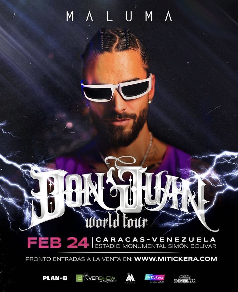 Tendremos a #Maluma en #Venezuela con su tour este 24 de febrero de 2024, en el Estadio Monumental Simon Bolivar.🤩

#donjuanworldtour #musica #concierto