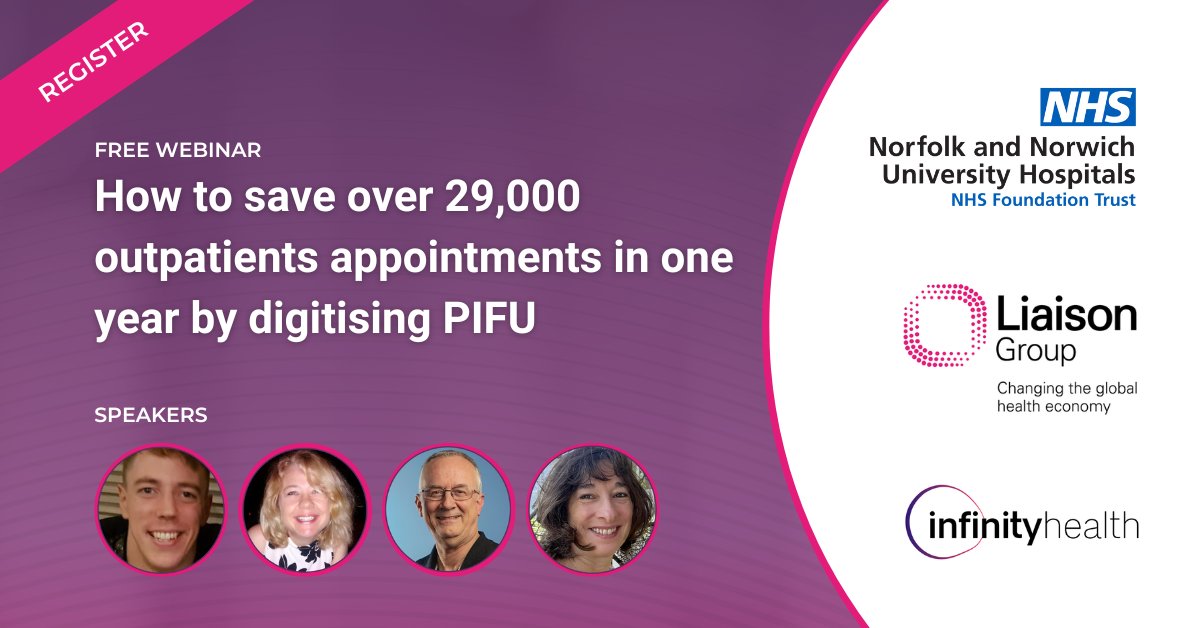 Do you have a need to implement #PIFU pathways to reduce unnecessary appointments, but not sure where to start?

Hear from a panel of experts from <a href="/infinityhealth/">Infinity Health</a> &amp; <a href="/NNUH/">Norfolk and Norwich University Hospitals</a> who have successfully been there, done that - shorturl.at/owDTY