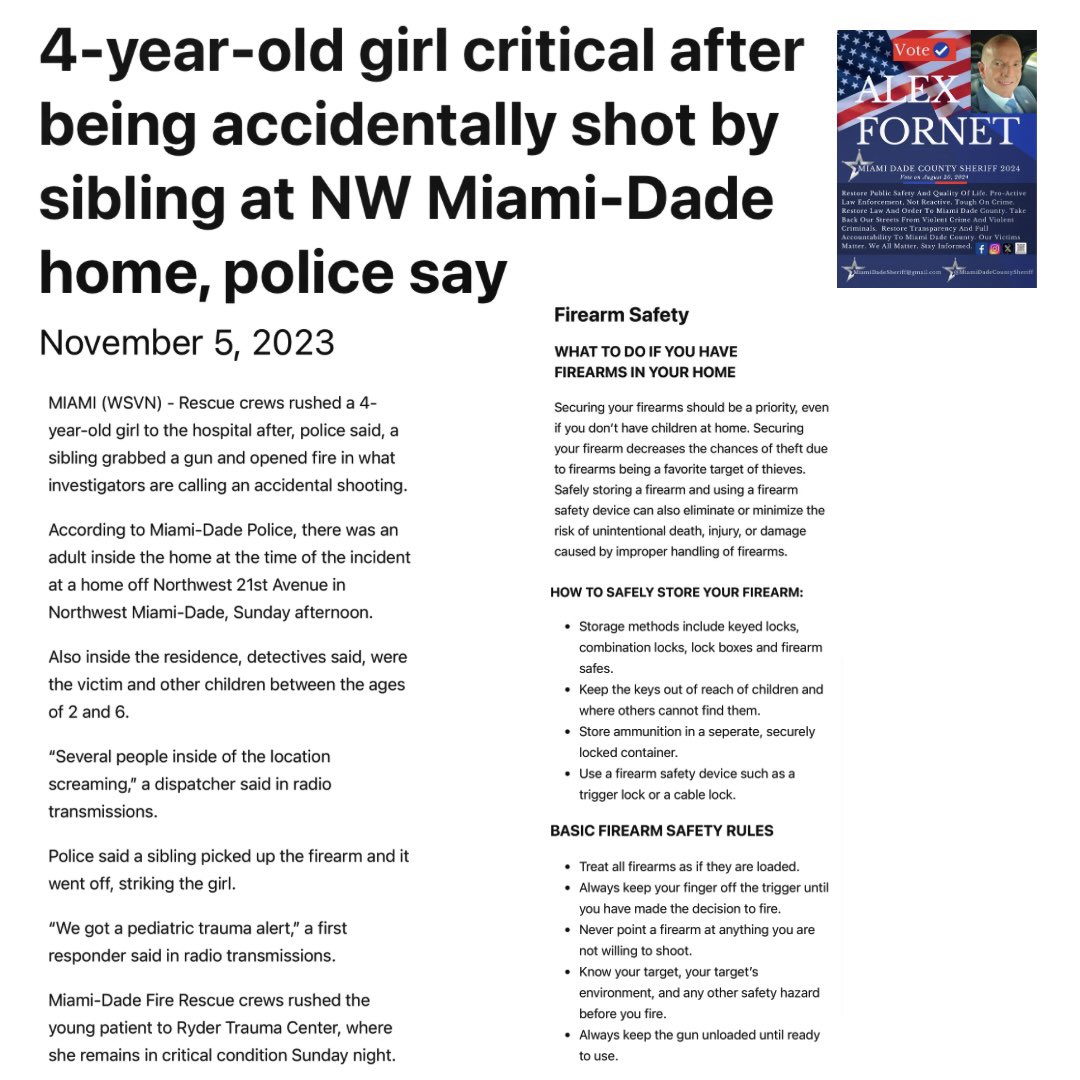 wsvn.com/news/local/mia… #GUNSAFETYTIPS #GUNHANDLING #CHILDSAFETYMATTERS #CHILDSAFETYAWARENESS #PUBLICSAFETYMIAMI #PUBLICSAFETYMIAMIDADE #SHERIFFALEXFORNET #SHERIFF2024 #WEAROURSTAR #MDCSO #MDPD #SHERIFF2024 #MIAMIDADESHERIFF2024 #MIAMIDADECOUNTYSHERIFF #ALEXFORNET #SHERIFF24