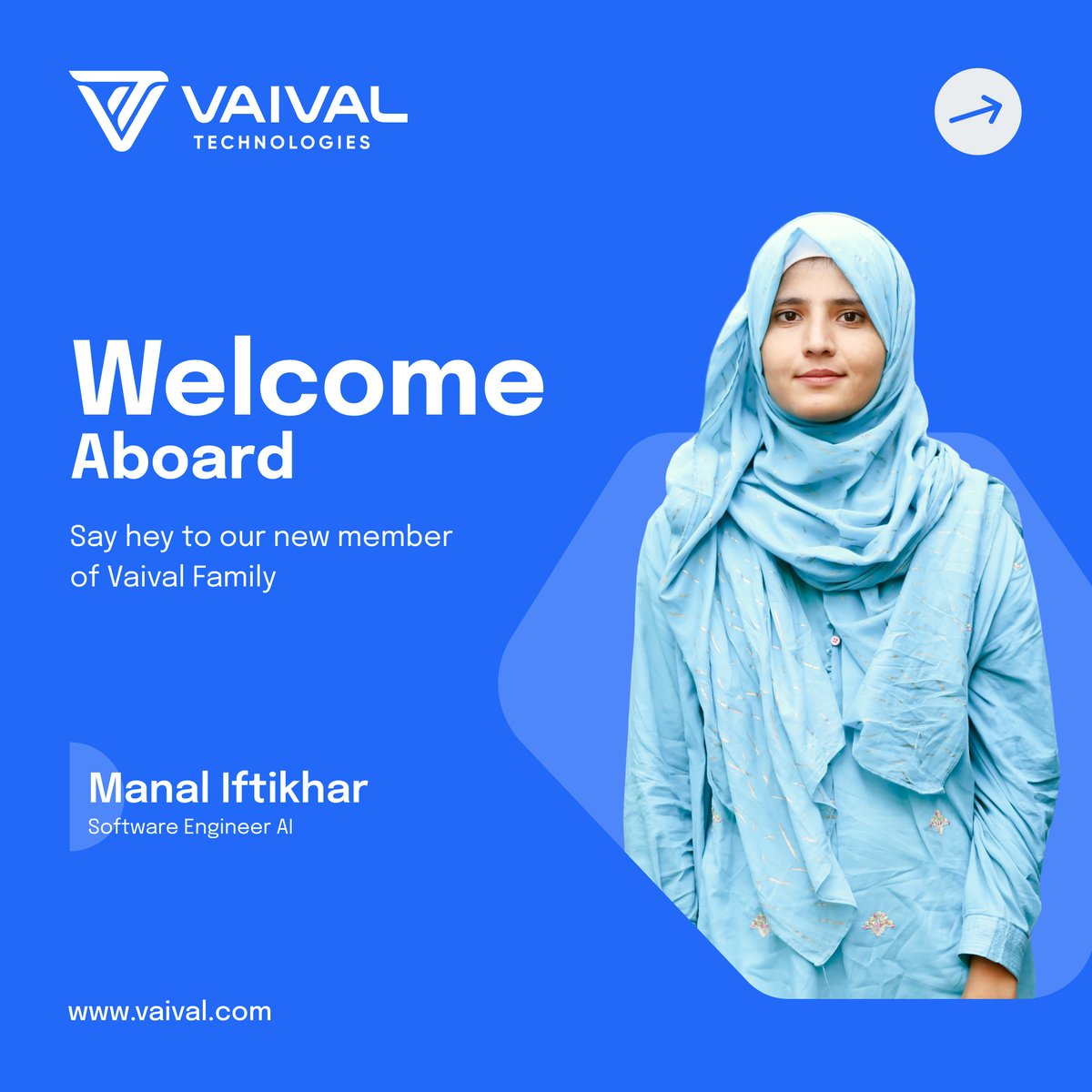 We are thrilled to announce the newest addition to our team: Manal Iftikhar, who joins us as a Software Engineer AI.

In her new role at Vaival Technologies LLC, Manal will be working on developing and implementing AI solutions to improve our products and services. 
 
#NewHiring