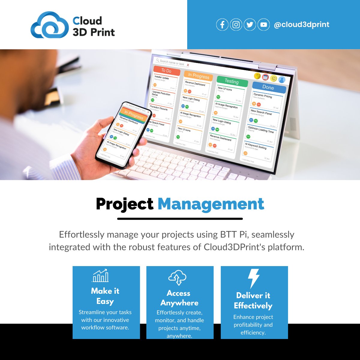 Cloud_3D_Print's tweet image. Elevate project collaboration with Cloud3DPrint&apos;s cloud-based file sharing and channels. 🚀

Streamline workflows, access projects from anywhere, boost profitability, and supercharge your team&apos;s productivity. 🌐

#ProjectManagement #Cloud3DPrint