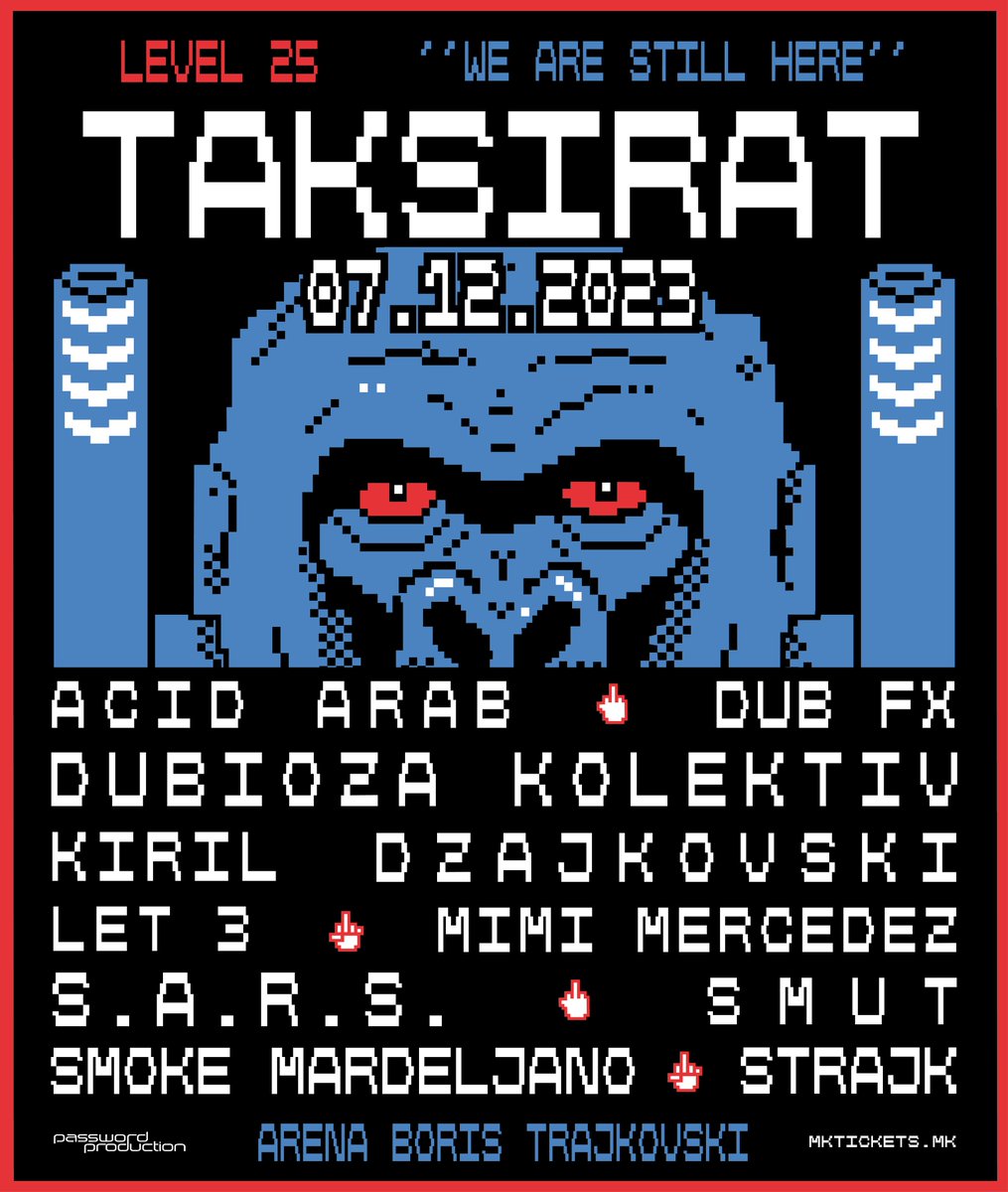 25ти ТАКСИРАТ дочек со ПАСВОРД фамилијата!
Ги собираме #ТАКСИРАТ резидентите, имињата потпишани зад најмасовните концерти, артистите кои дефинираа жанрови, но и станаа наш белег или уште поважно, екипата која во моменти и ни помогна да опстоиме 👉 7.12.2023