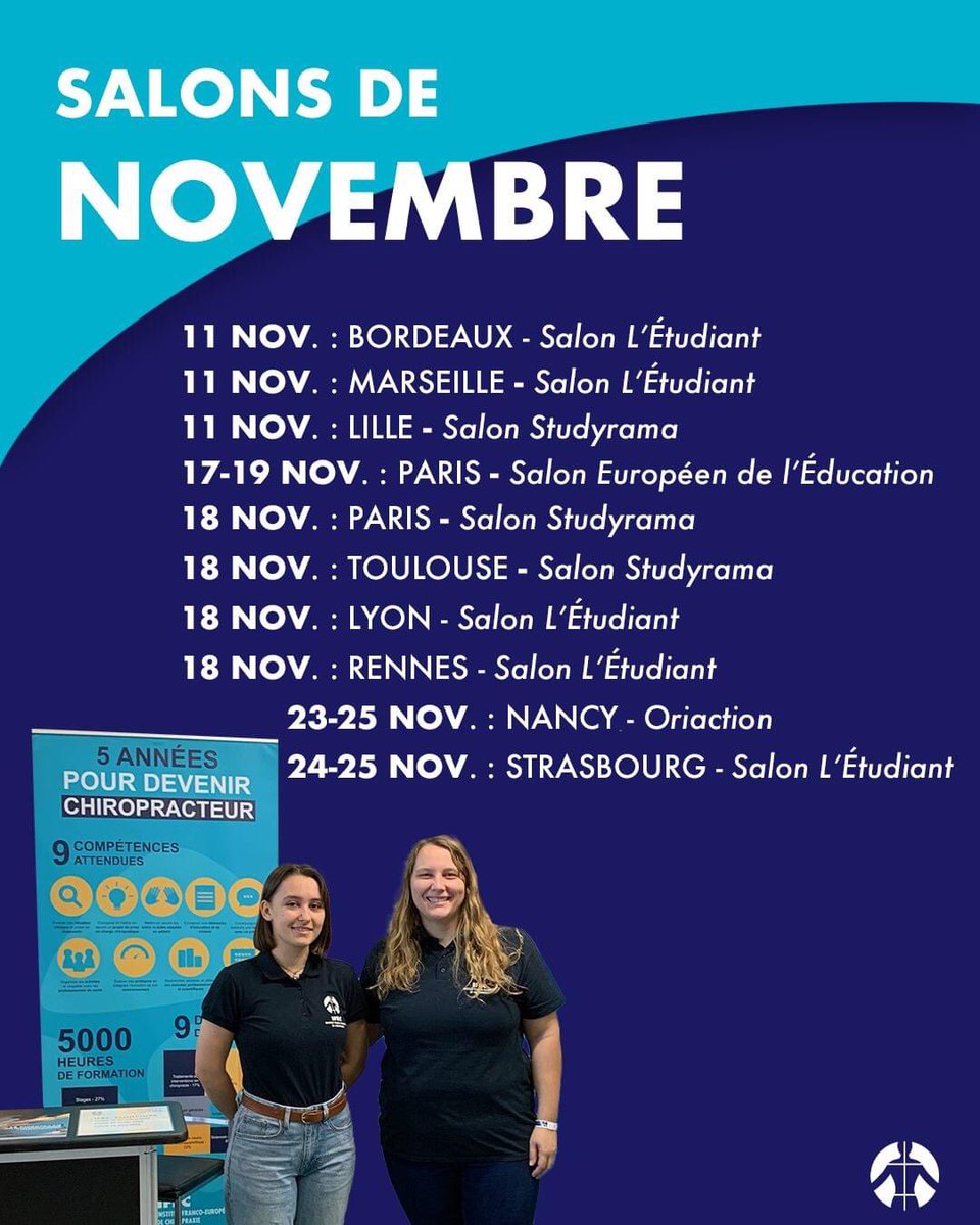 Retrouvez-nous prochainement sur les salons étudiants : ce mois-ci, nous serons présents à Bordeaux, Marseille, Lille, Paris, Toulouse, Lyon,  Rennes, Nancy et Strasbourg.