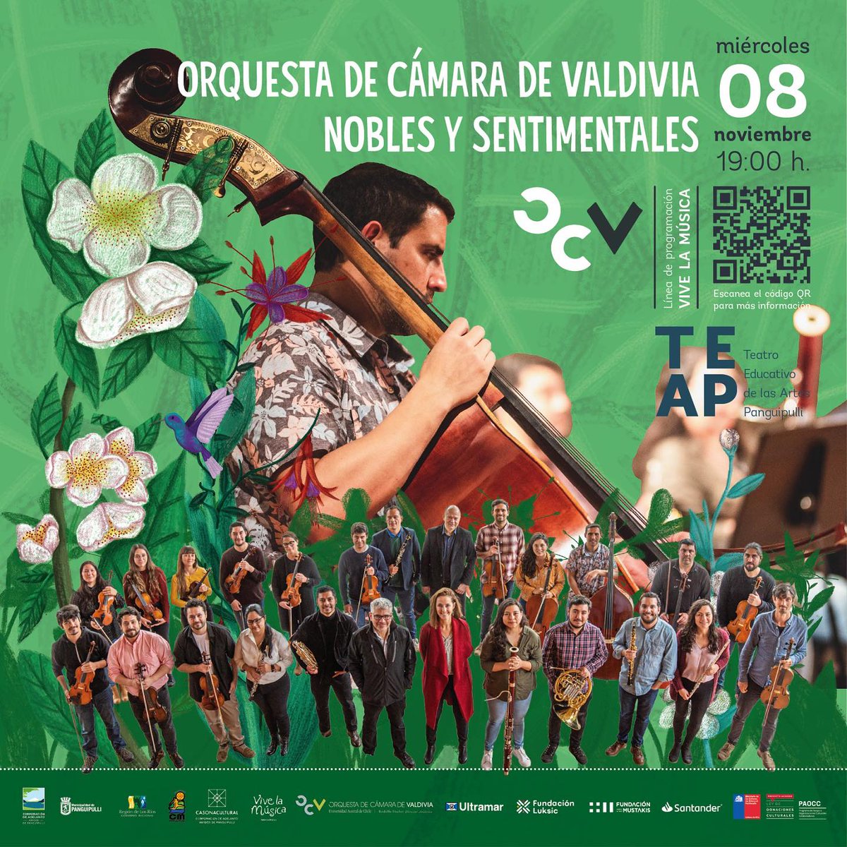 ¡Imperdible! Este 8 de noviembre a las 19:00 hrs nos presentamos en el Teatro Educativo de las Artes de Panguipulli con el concierto "Nobles y Sentimentales". ¡Entrada GRATUITA! No te lo pierdas. 

#Concierto #Panguipulli