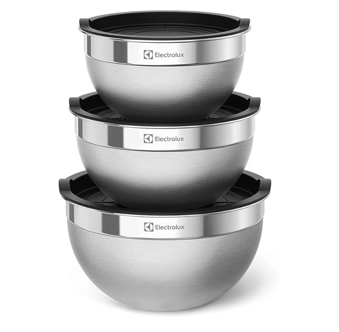 Conjunto de Bowls Tigelas de Inox com Tampa Plástica Electrolux